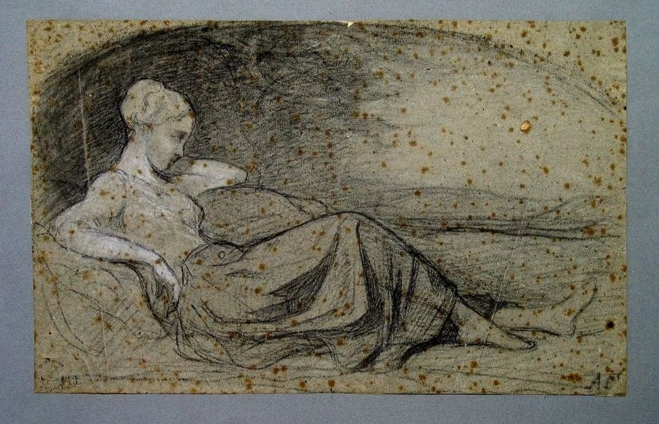 Figura di donna seminuda, seduta a terra, con la schiena appoggiata a due massi - Galleria Civica d’Arte Moderna e Contemporanea, Torino